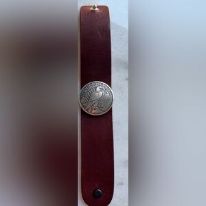 Chunky Leather Bracelet
W/Reproduction Coin